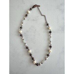 Vintage 1928 Co Necklace With Flower Beads Copper Tone